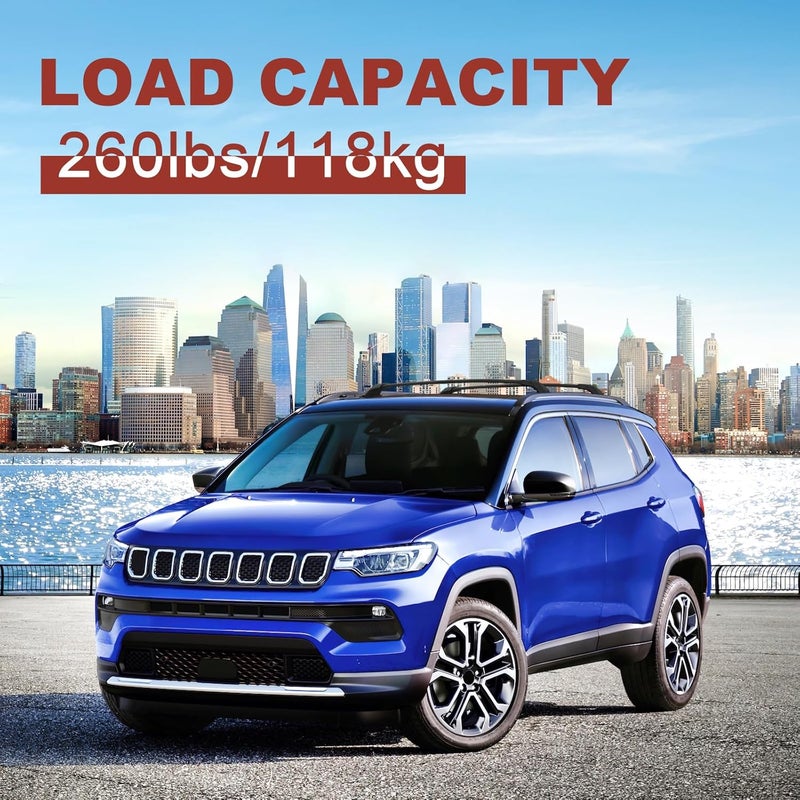 KINGGERI 260lbs Roof Racks Cross Bars Fit for Jeep Compass 2018-2025, Aluminum Heavy Duty Roof Rails Crossbars Rooftop Cargo Basket Carrier Bag Luggage Rails Kayak Canoe Snowboard Skiboard Bike - Image 3